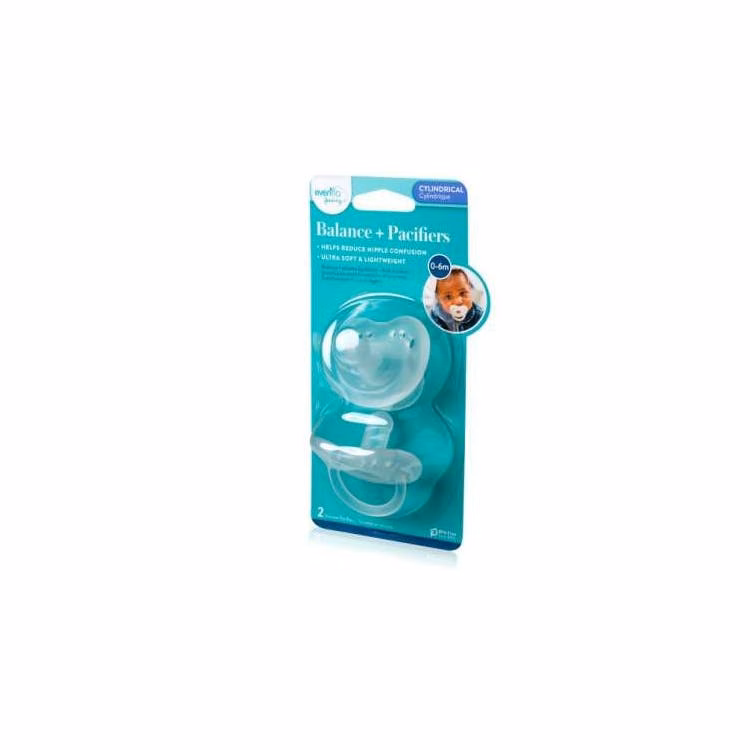 Evenflo Cylindrical Clear Pacifiers 2pk