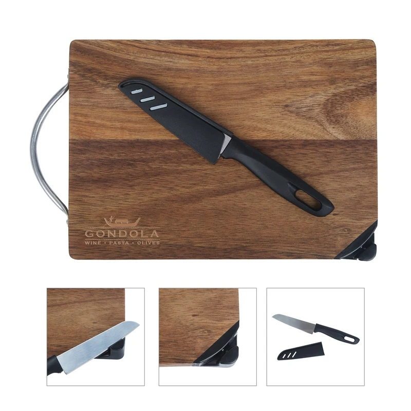 Gordon Acacia Wood Cutting Board & Knife Set 1