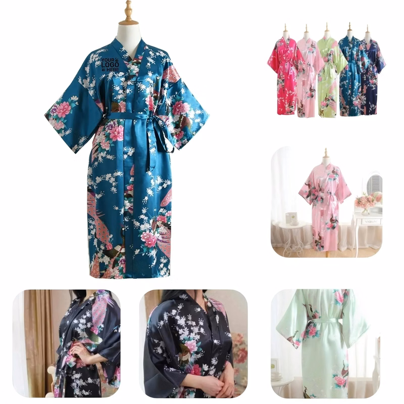 Summer Imitation Silk Bathrobe