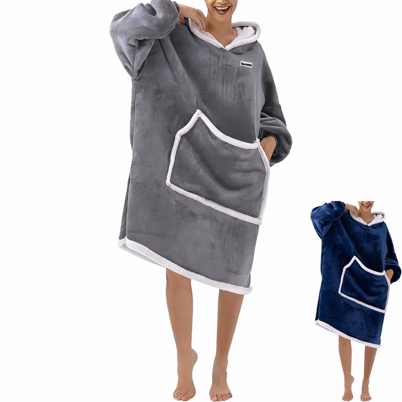 Oversized Wearable Blanket Pocket Flannel Pajama