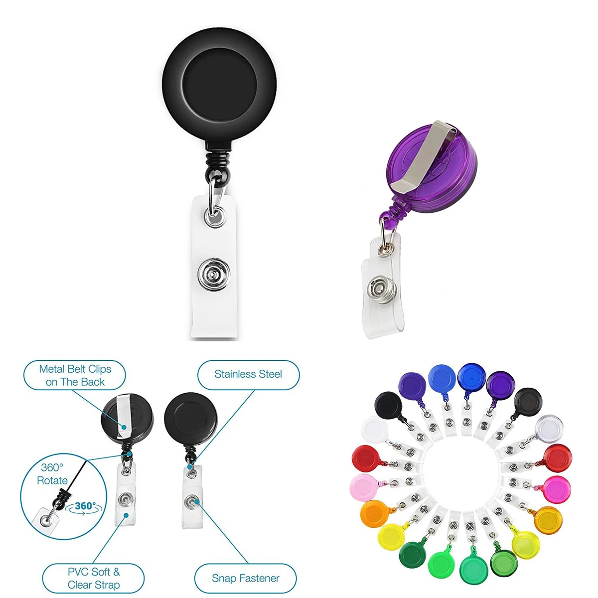 Retractable Badge Reel & Badge Holder with Clip Backing 1