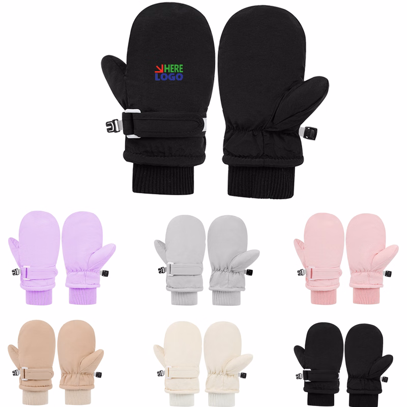 Children's Warm Quick-Dry Fabric Ski Waterproof Ribbed Gloves
