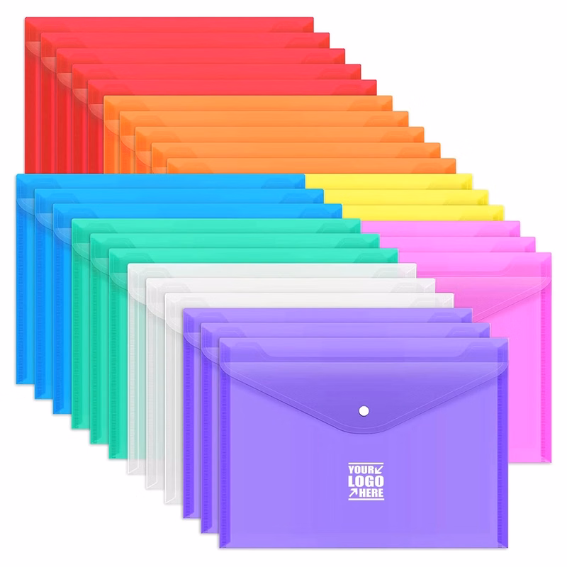 Plastic Document Envelopes Clear File Bags With Button