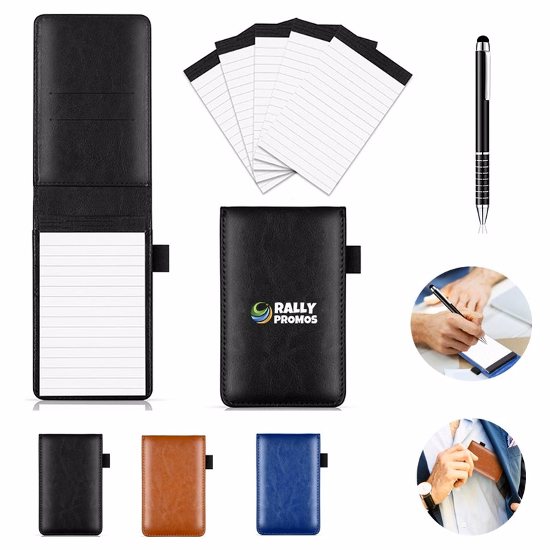 PU Leather Portable Mini Notebook with Metal Pen