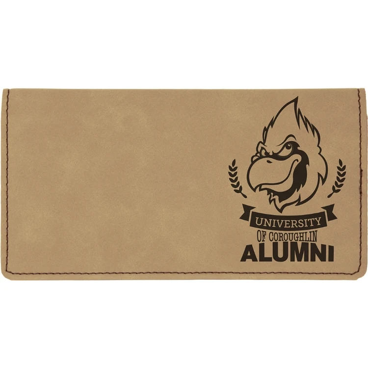 Light Brown Leatherette Check Book Cover 1
