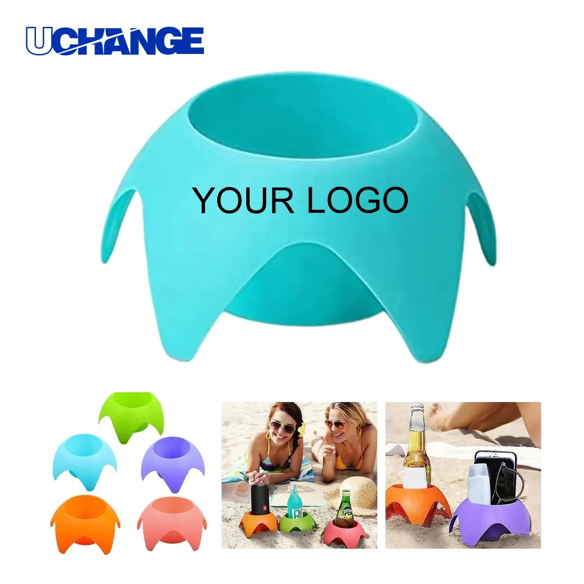 Beach Sand Cup Holders Drink Coasters Stackable Set Vibrant Colors 1