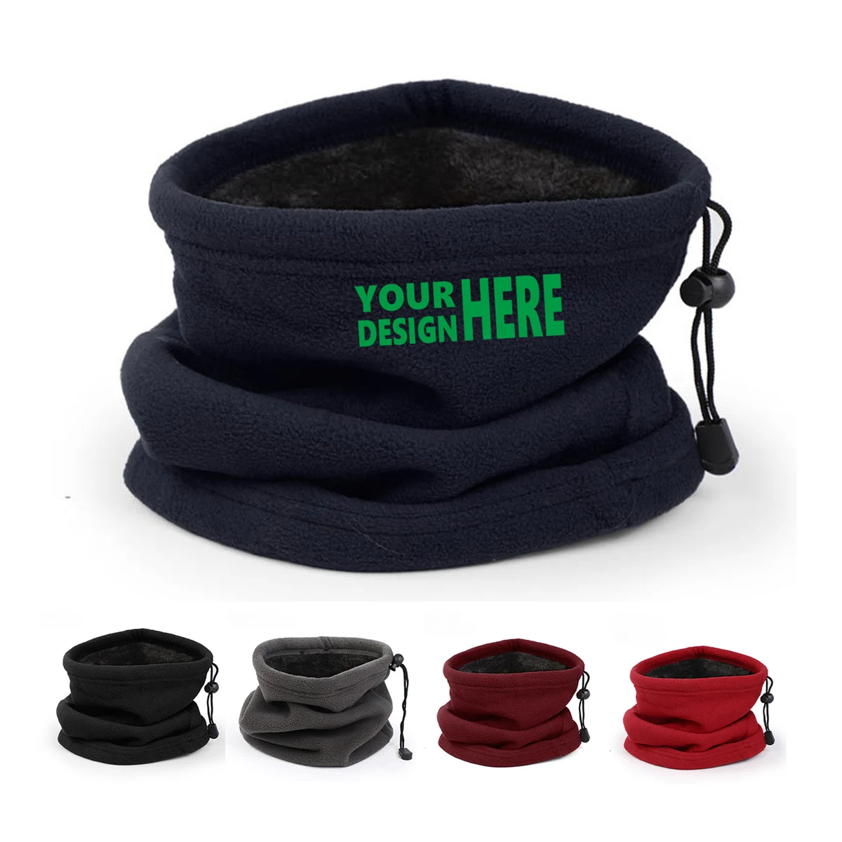 MOQ50 Personalized Winter Fleece Neck Warmer Drawstring Design 1