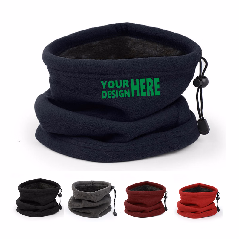 MOQ50 Personalized Winter Fleece Neck Warmer Drawstring Design