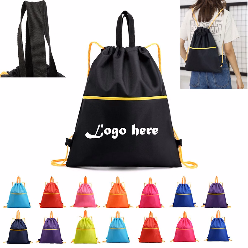 420D Oxford Drawstring Backpack with Zipper Pocket