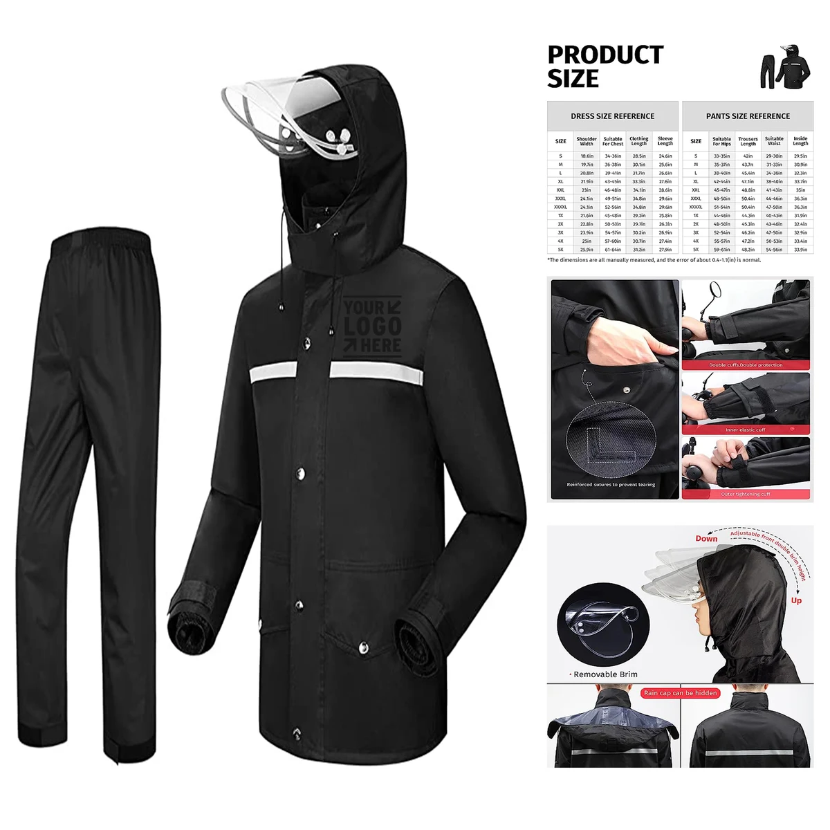 Rain Suit Jacket Trouser Suit Raincoat for Men Women 1
