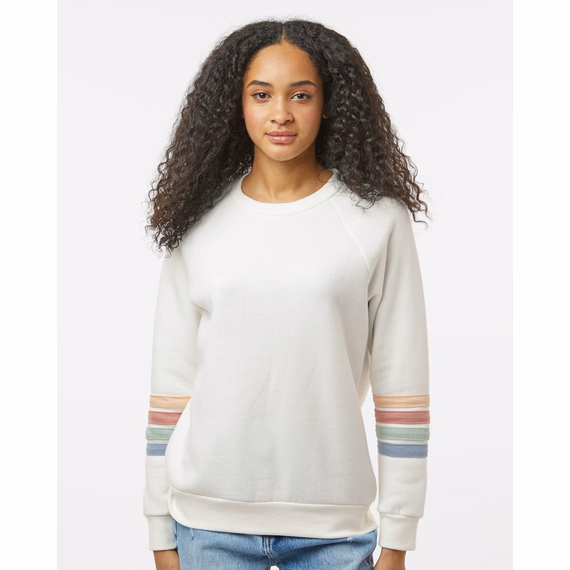 Women's Striped Sleeves Crewneck Sweatshirt - W23152
