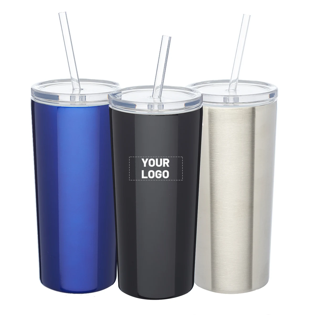 Stainless Steel Tumbler with Straw, 16 oz. 1