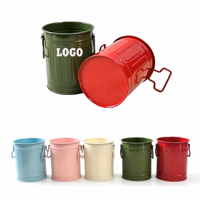 Rustic Mini Metal Storage Pail