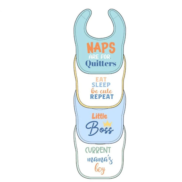 4pk Padded Bibs - One Size 1