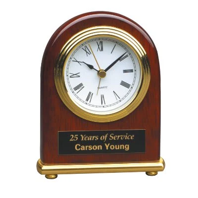 4" x 5" Rosewood Piano Finish Arch Desk Clock 1