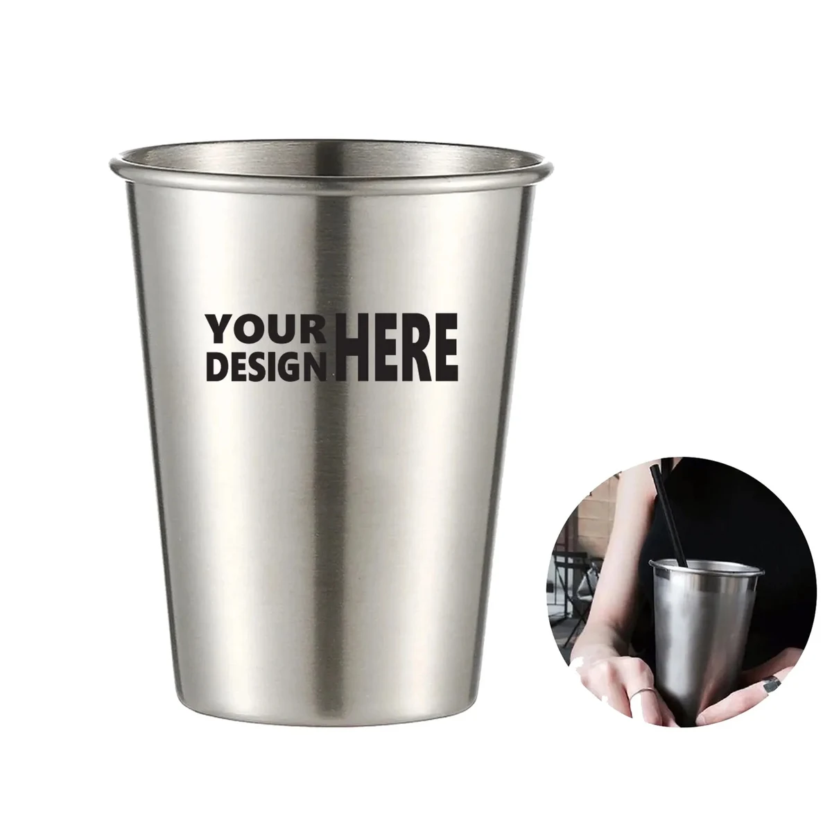 12 oz Stainless Steel Cup Drinking Beer Glass 1