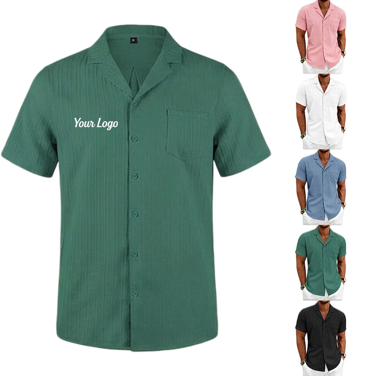 Breathable Cuban Collar Short Sleeve Shirt 1