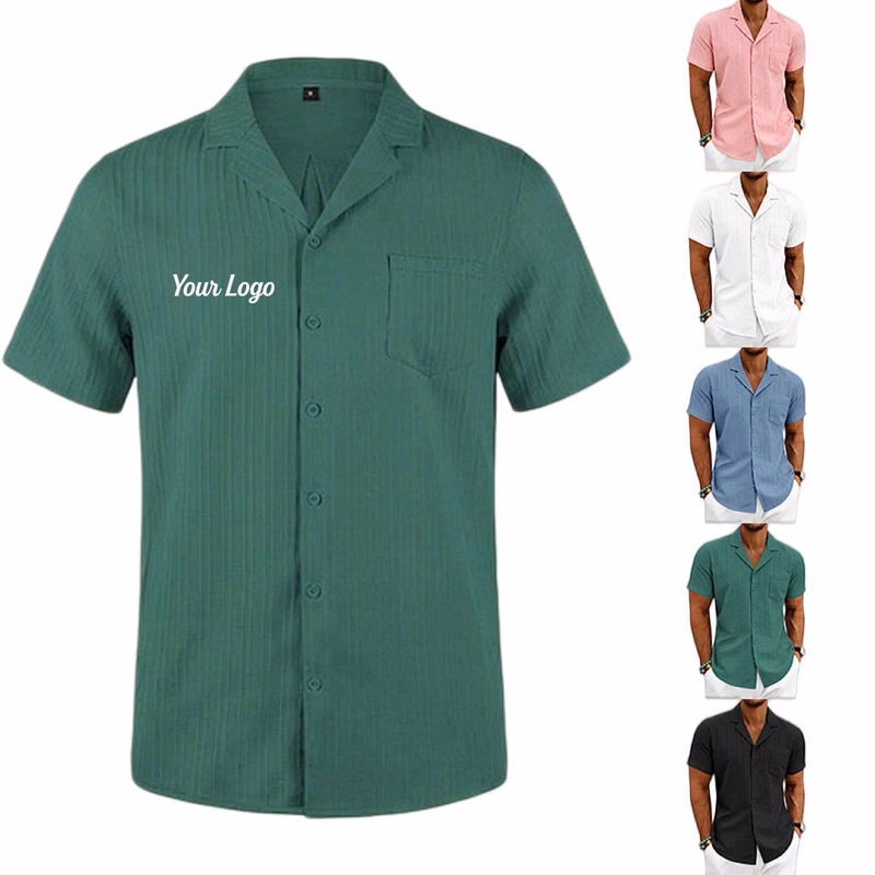 Breathable Cuban Collar Short Sleeve Shirt