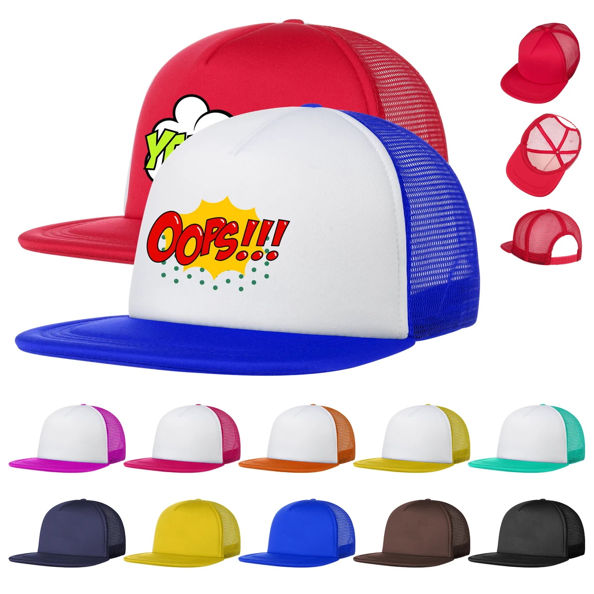 Flat Bill Trucker Mesh Cap 1