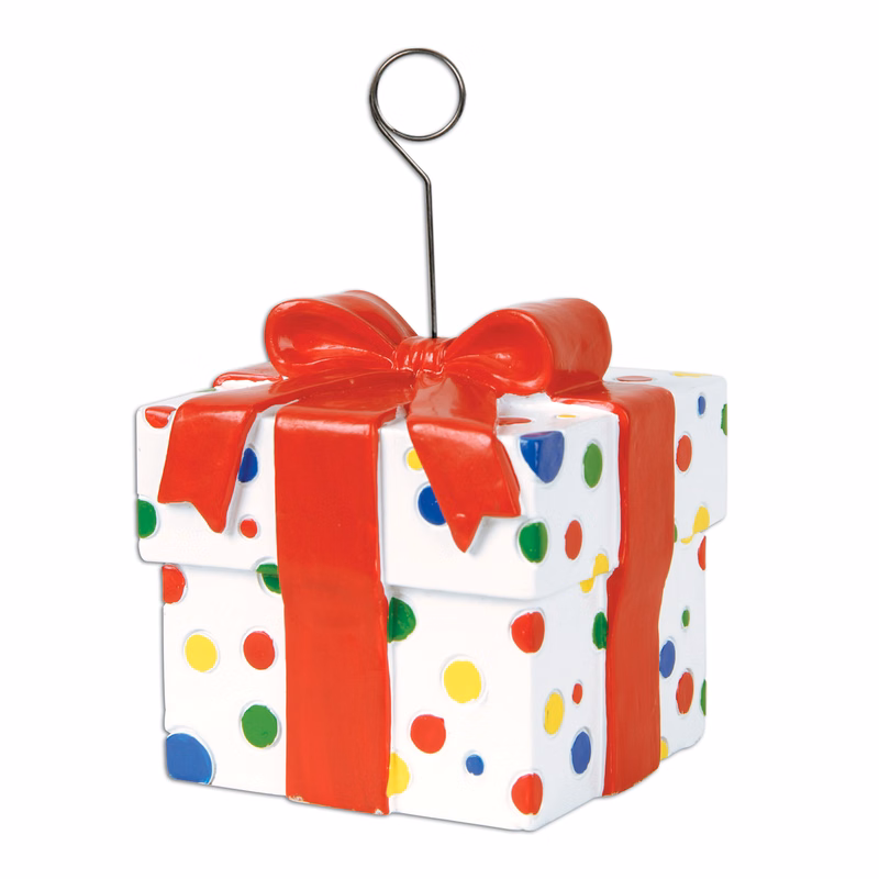 Polka Dots Gift Box Photo / Balloon Holder