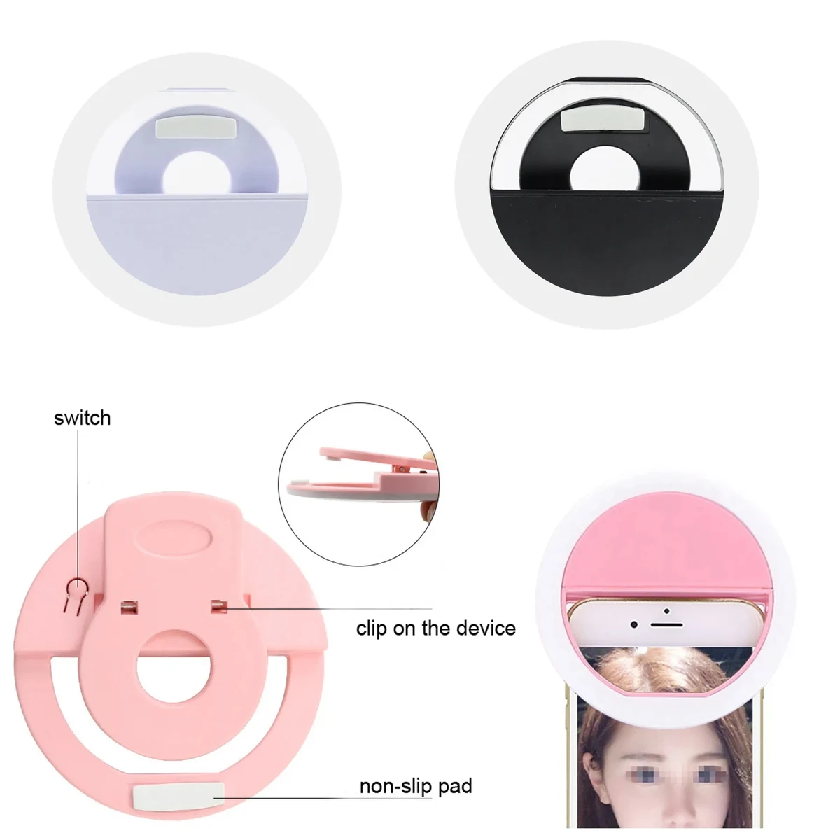 Rechargeable Phone Clip Selfie Ring Light 1