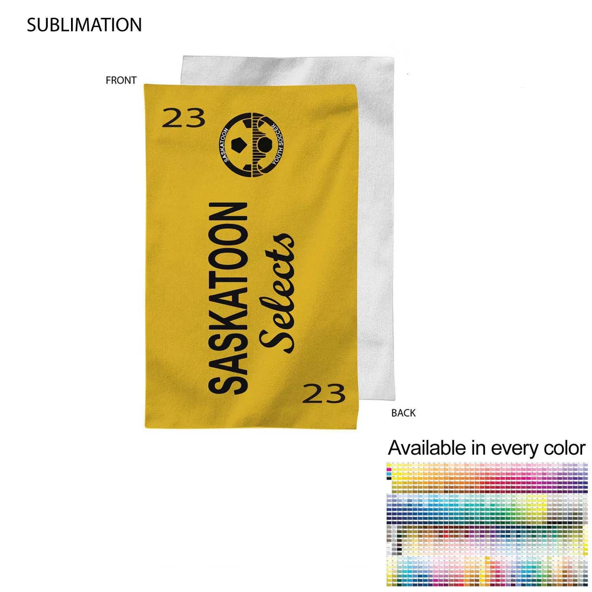 Team Towel in Plush and Soft Velour Terry Cotton Blend, 12x18, Sublimated sports towel 1