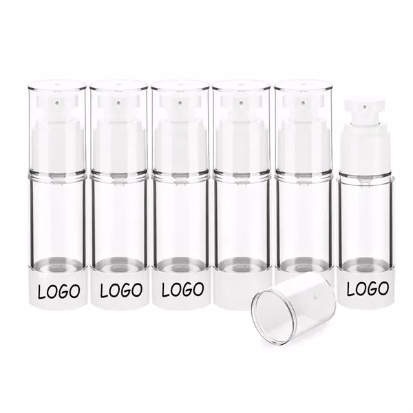 Custom 0.5 oz Clear Airless Pump Bottles — Leak-Proof Travel Cosmetics Dispenser