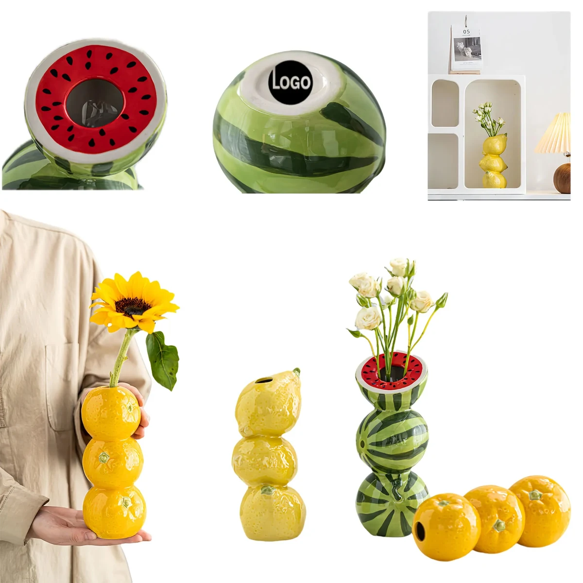 Trendy Fruit-Shaped Ceramic Vase Set Minimalist Home Decor 1