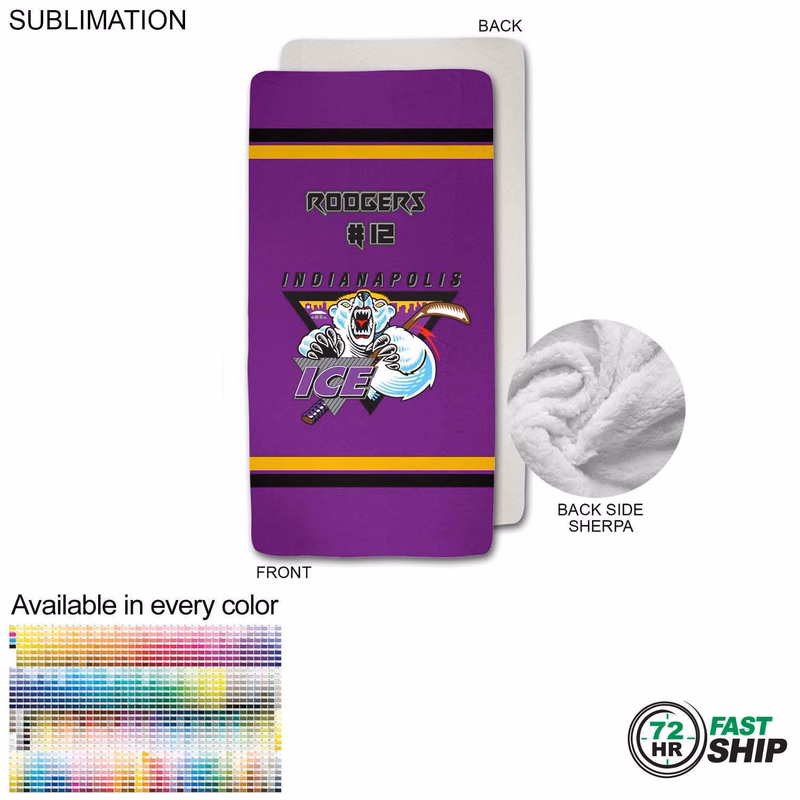 72 Hr Fast Ship - Team Blanket in Plush Sherpa Faux Wool Lined Micro Mink, 30x60, Stadium size