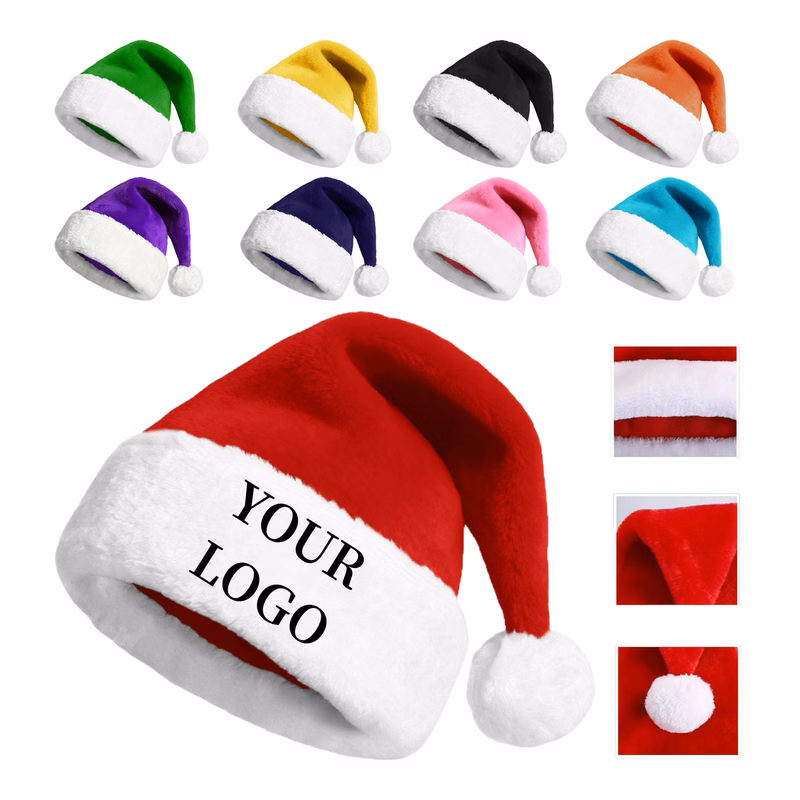 Christmas Hat Plush Lining Folded Cuff