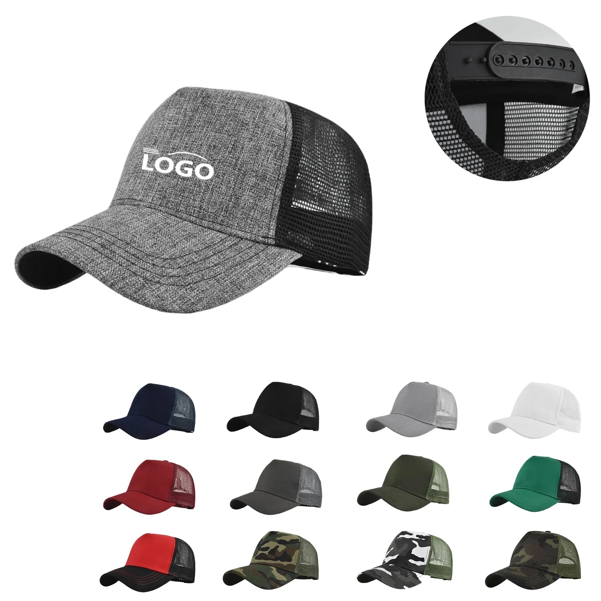 MOQ50 Hard Top 5 Panel Mesh Trucker Cap 1