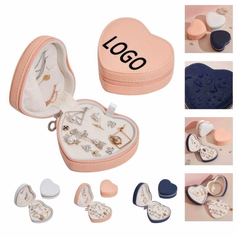 PU Portable Travel Heart-Shape Jewelry Organizer Box