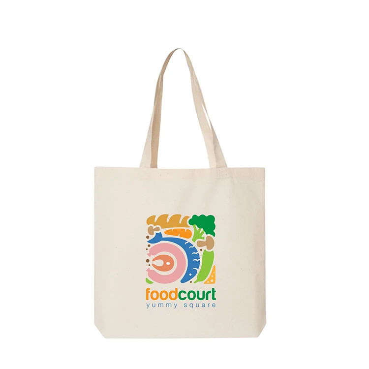 100% Natural Color Cotton Canvas Bottom Gusset Economy Tote Bag 1
