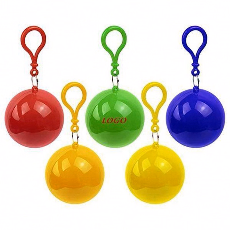 Rain poncho ball key chain