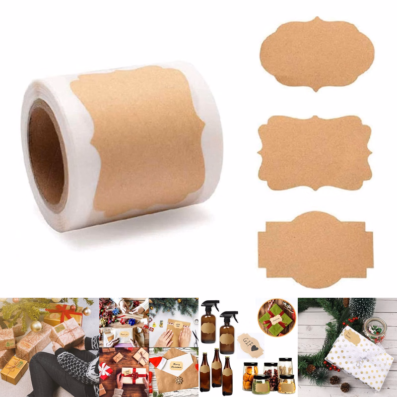 Natural Kraft Holiday Present Stickers