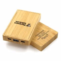 Light Up Logo Bamboo Power Bank - 5000mAh