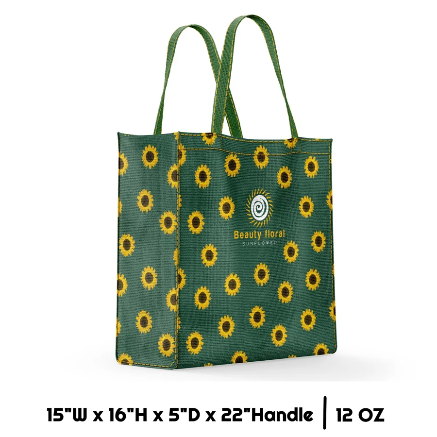 Sublimation 12 oz Poly Canvas Tote Bag - 15"W x 16"H x 5"D x, custom tote bag with logo imprint 1