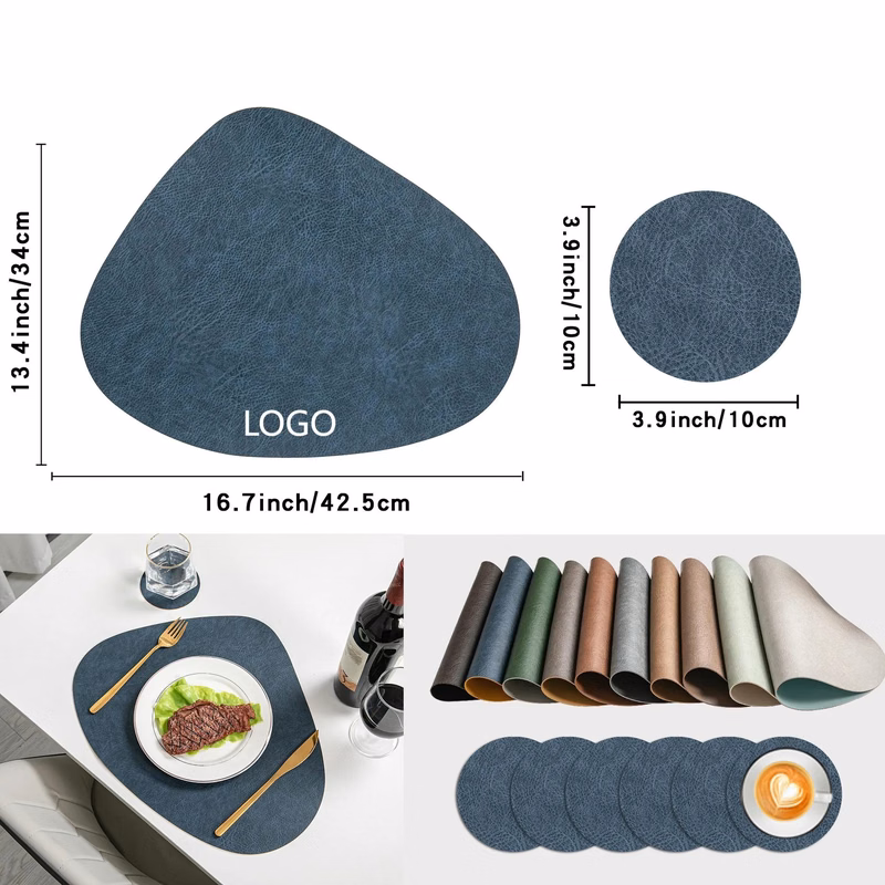 Water Droplet Shaped Leather Coaster Table Tableware Mat
