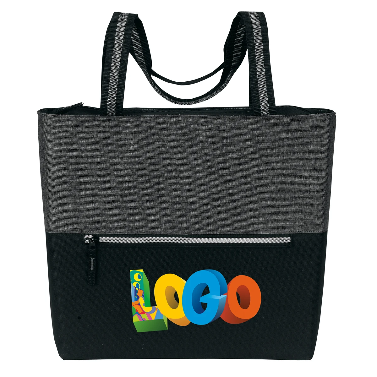 Two-Tone Zip Tote Bag, custom tote bag with logo imprint 1
