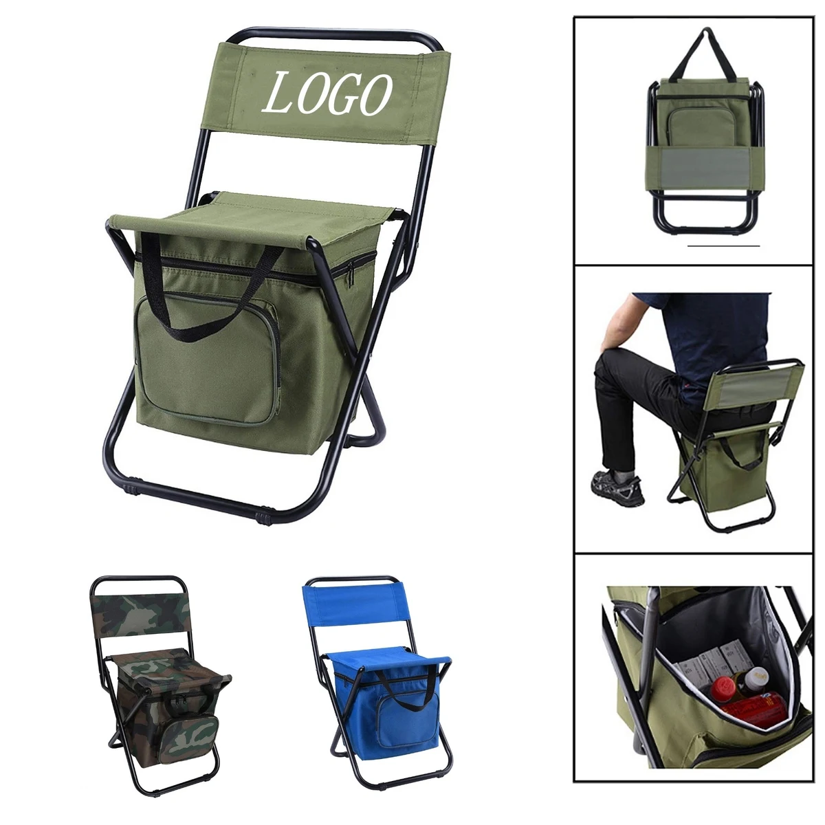 Portable Foldable Camping Chair with Cooler Bag 1