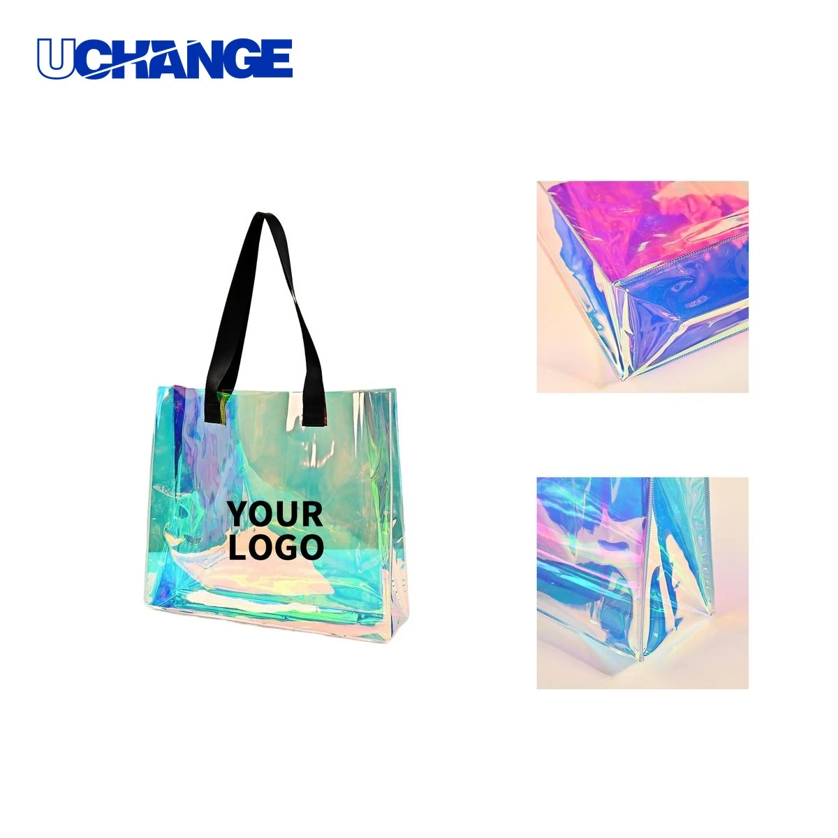 Holographic TPU Clear Shoulder Tote Bag Carrier 16 Inch Width 1