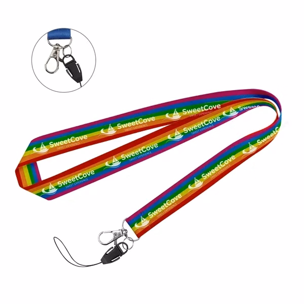 Custom 0.75 inch Dye Sublimation Phone Lanyard — Trade Show Badge Holder
