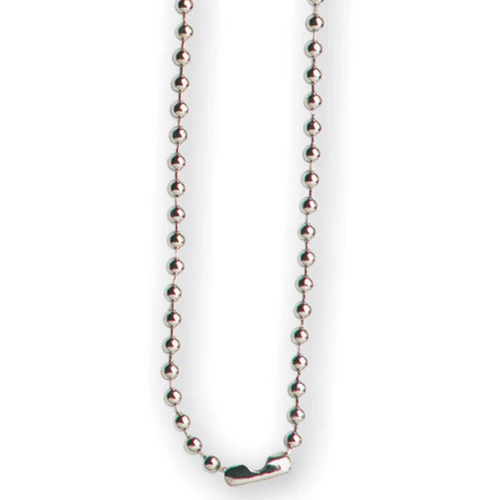 Silver Metal Ball Chain Badge Fastener Necklace (30") 1