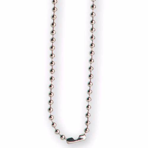 Silver Metal Ball Chain Badge Fastener Necklace (30")