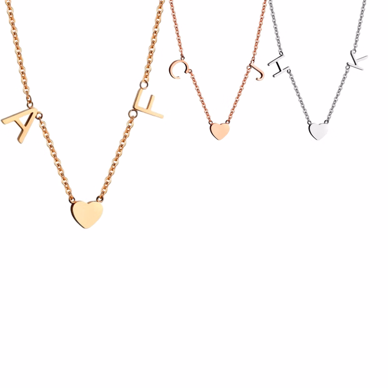 Customized Letter Heart-Shaped Necklace