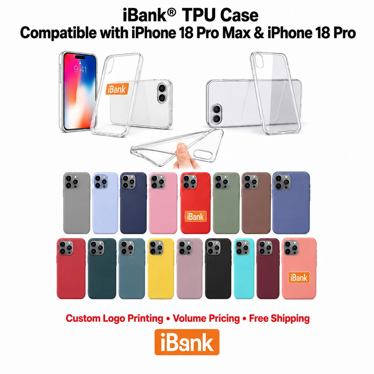 iBank ® Silicone TPU Case compatible with iPhone 18/17/16/15/14 Pro Max Air 1