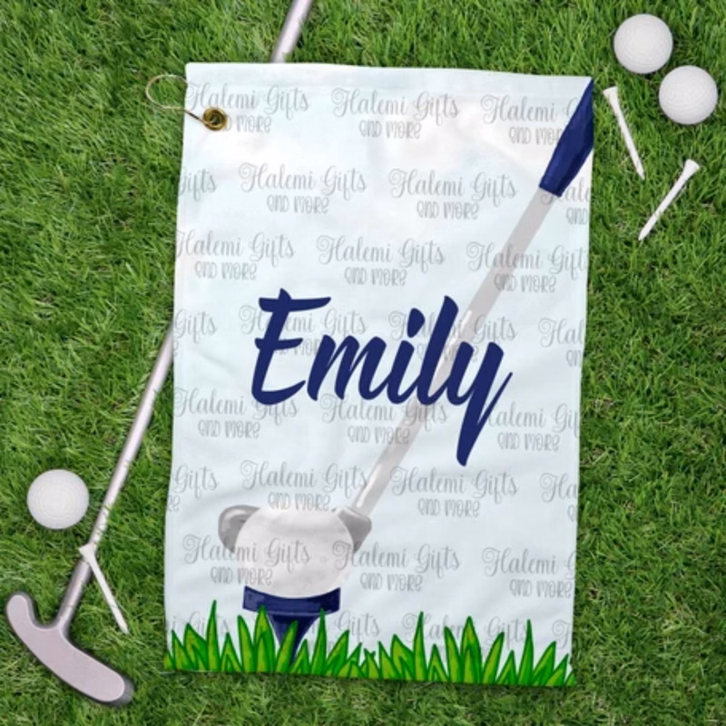 12"x 20" Sublimated Microfiber Golf Towel with Grommet & Carabiner