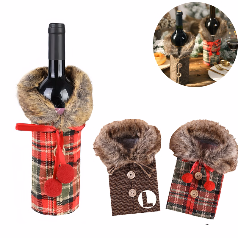 Soft Fabric Wine Bottle Cover for Festive Decoration