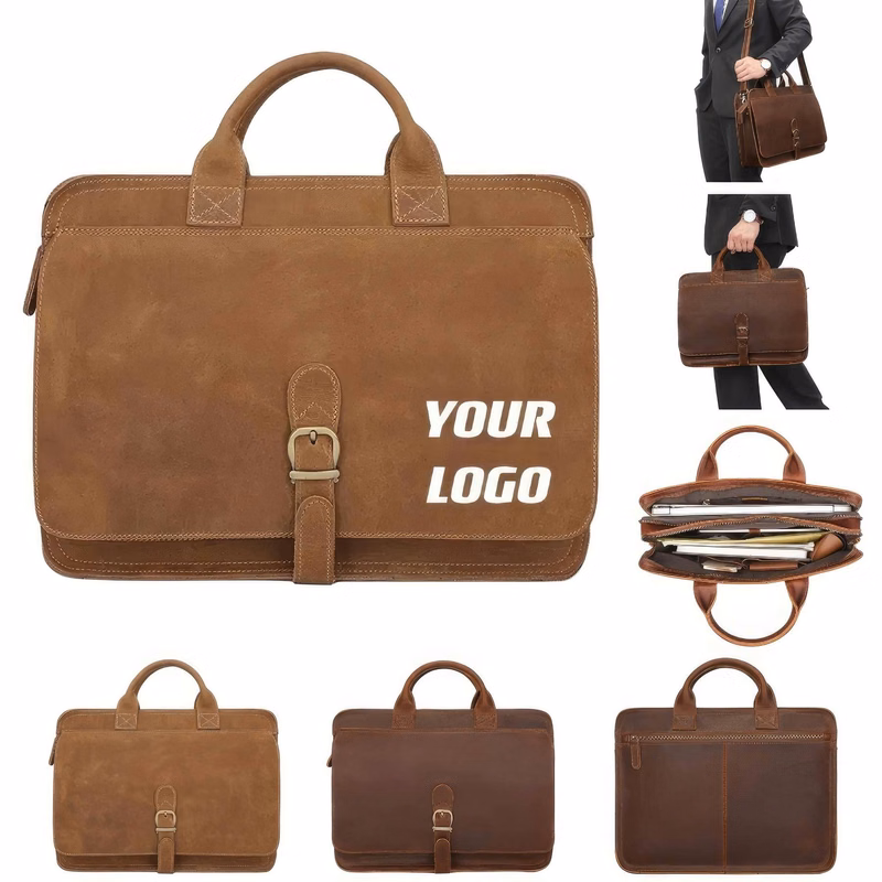 Handmade Vintage Genuine Cowhide Briefcase For Men