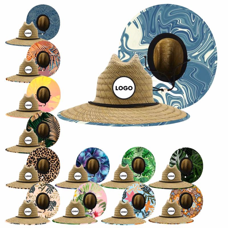 Lifeguard Beach Sun Straw Hat With Lanyard